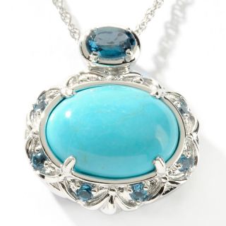 Victoria Wieck Oval Turquoise and London Blue Topaz Pendant with 17