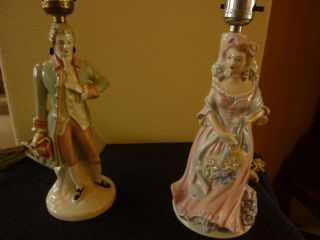 Vintage William F B Johnson Hand Decorated Table Lamps (Pair)