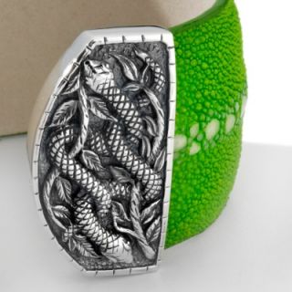  Chi by Falchi Stingray Kiwi Green Sterling Queenray Cuff Bracelet