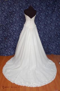 Ivory Tulle w/ Venice Lace Strapless Wedding Dress 2 NWOT