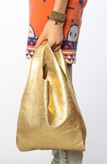 Baggu The Small Leather Bag in Gold Concrete