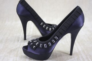 Tory Burch Erinn Black Satin Studded Pumps Shoes 9