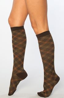 Bell The Plaid Knee High Socks in Brown Plaid