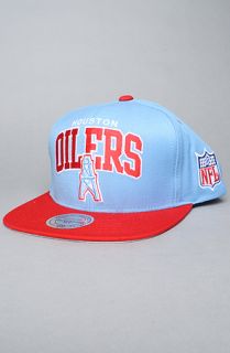 Mitchell & Ness The Houston Oilers Arch Snapback Cap in Light Blue Red
