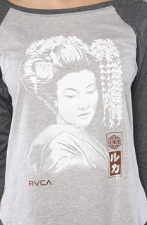 RVCA The Geisha Top in Heather Gray and Black