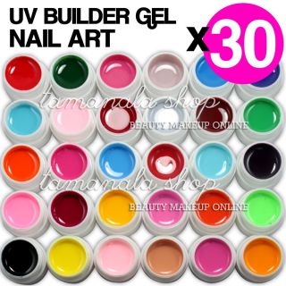 30 Pcs Pure Solid Color UV Builder Gel Set False Full French Tips Nail