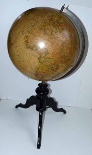 1906 Ernst Schotte 40 cm Diameter German Terrestrial Globe Tripod