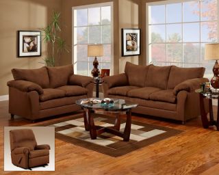  Chocolate Brown Fabric Sofa & Love Seat Living Room Furniture Set 1150