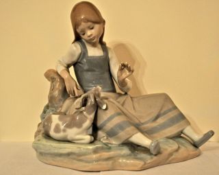  Lladro Figurine Girl with Lamb