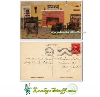 Fireplace Room Mountain Springs Hotel Ephrata PA 1929 Postcard