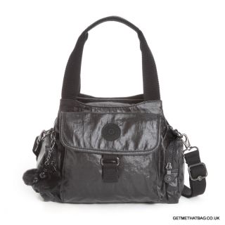 BNWT Kipling Fairfax Handbag Shoulder Bag in Lacquer Black RRP £75
