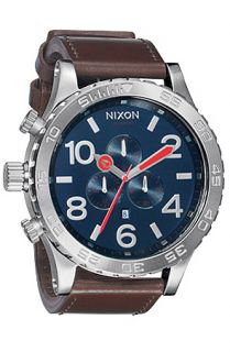 Nixon The 5130 Chrono Leather Watch in Navy Brown