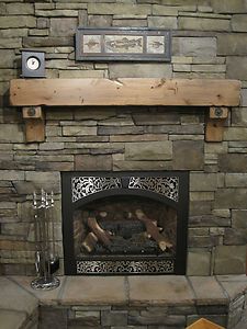 Rustic Fireplace Mantel Shelf Corbels Antique Bolts Craftsman Cabin