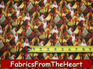 Here Chick Chick Farm Chickens Hens Packed yds Fabric