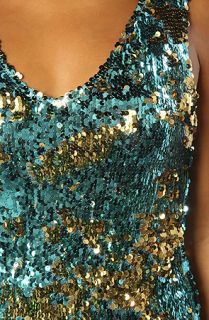 Motel The Magic Glamour 2Tone Sequin Dress in Turquoise Gold