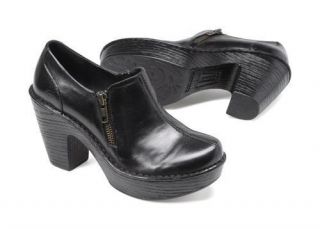 Born Womens Famke Genuine Leather High Heel Shoes w Ziper Black