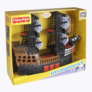 FISHER PRICE IMAGINEXT HUGE PIRATE SHIP PLAYSET TOY 2 FIGURES CANNONS