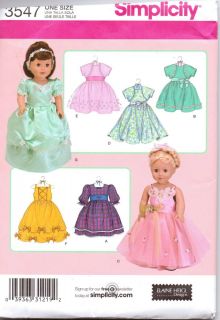 American Girl Doll Clothes Pattern by Simplicity Uncut Fancy Dresses