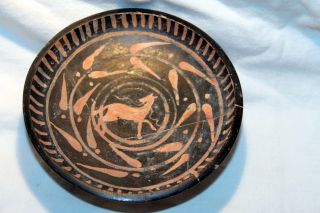 ANCIENT GREEK POTTERY XENON PAINTED HORSE PLATE 4th CENTURY BC