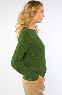 aryn K The Argyle Cut Out Sweater in Green