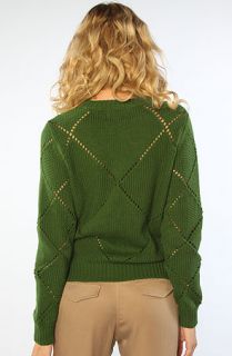 aryn K The Argyle Cut Out Sweater in Green