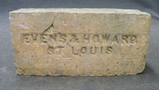 Vintage Evens Howard St Louis Fire Brick Paver Antique