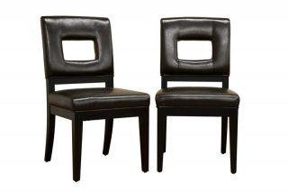 faustino dark brown leather dining chair set of 2