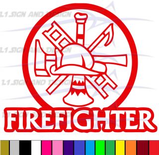 Firefighter Fire Department Sticker Decal Any Color Rescue Car Truck