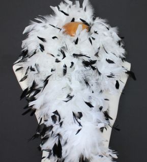 100g Chandelle Feather Boa Boas White with Black Tips