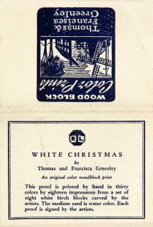 THOMAS D & FRANCISCA GREENLEY Signed RARE Orig Vintage `46 Print WHITE