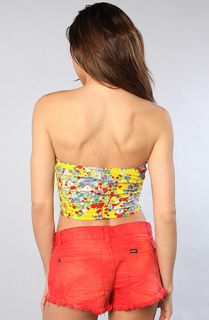 Motel The Hillary Crop Top in Yellow Ditsy Floral Print  Karmaloop
