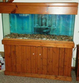 55 Gallon Fish Tank Aquarium Oak Wood Stand and Hood Light Heater