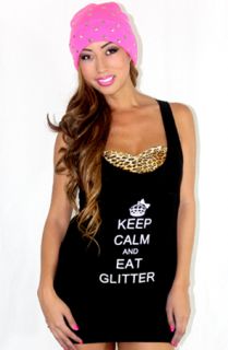 MARIALIA Keep Calm Eat Glitter Tank Concrete