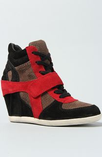 Ash Shoes The Bowie Mul Sneaker in Black Taupe and Rubis Suede