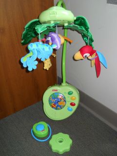 Fisher Price Rainforest Musical Mobile for Baby Crib EUC with Remote