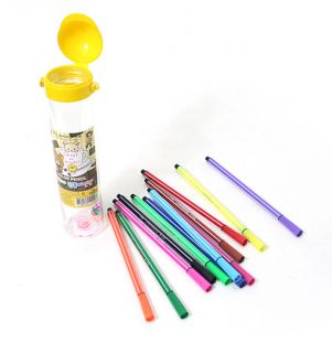 rilakkuma 12 colors felt tip pens sign pens set cylinder case_yellow