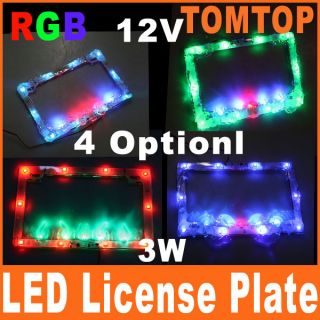 LED License Plate Flash Frame Motorcycle Car Colorful RGB Street Glow