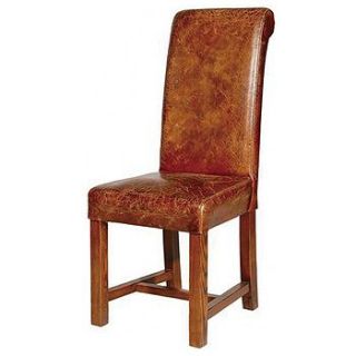 Set of 3 Faulkner Dining Chair Cigar Bourbon Oak Leather Wood Special