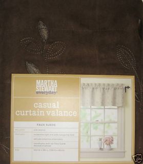 Martha Stewart Chocolate Faux Suede Curtain Valance New