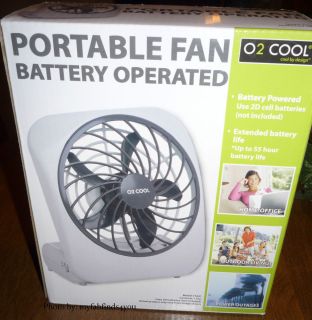New O2 Cool 5 Portable Battery Operated Fan Home Office Camping Bingo