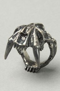 Obey The Saber Skull Ring in Antique Silver