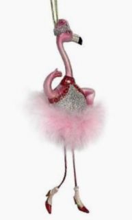  FLAMINGO Christmas Ornament Feathers & Jewels High Society Gal NEW