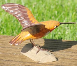 Rufous Hummingbird Life Like Hand Carved Wood Bird Sculpture Realistic