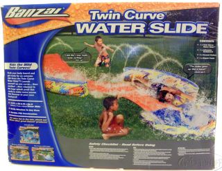 Banzai Twin Curve Water Surf Slide Bodyboard Slip Toy Body Board N and