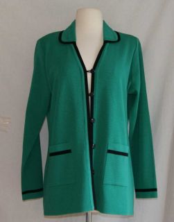 Exclusively Misook green cardigan sweater large acrylic knit