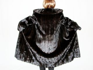 Flemington Furs Female Black Brown Mink Fur Coat Jacket 61 Sweep