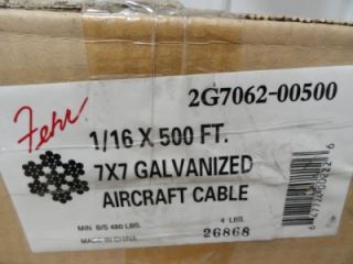 Fehr 2G7062 00500 1/16 x 500 Aircraft Cable