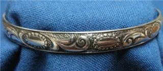 Sterling Danecraft Felch Co Jewel Leaf Scroll Bangle Bracelet CA 1934