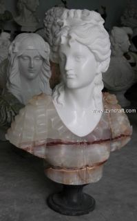 Eximious Statue Bust Girl Gorgeous White Jade Stone
