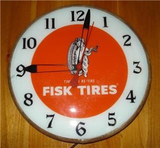 fisk tires lighted advertising pam clock